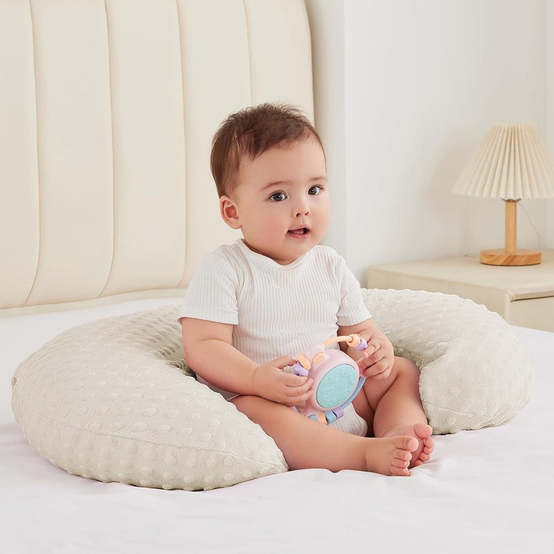 ANHEBEIBEI Nursing Pillow for Bottle and Breastfeeding, Ergonomic Comfort Nursing Essentials for Mom and Baby, Feeding Support Pillow with Removable Cover, Easier and Healthier Nursing (Fog) - Image 1